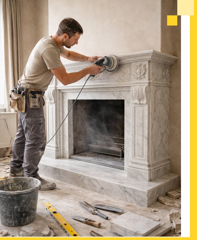 Изготовление и установка мраморных каминов в Екатеринбурге под ключ