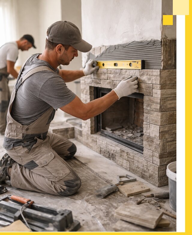 Облицовка каминов в Екатеринбурге, монтаж и отделка натуральным камнем