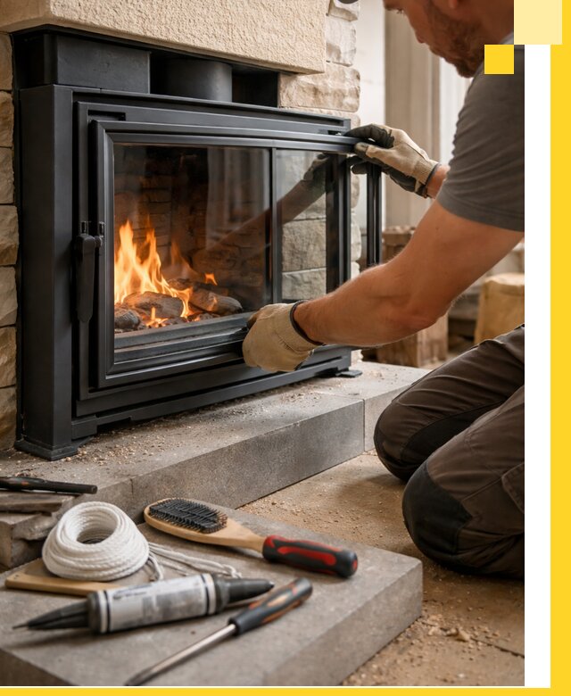 Производство, монтаж и доставка каминов со стеклом в Екатеринбурге