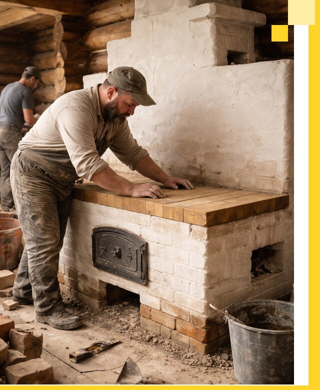 Проектирование и установка русской печи с лежанкой в Екатеринбурге