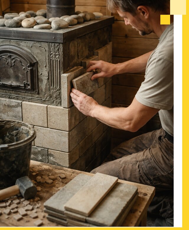 Облицовка банных печей в Екатеринбурге профессиональная отделка