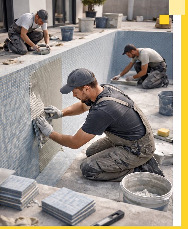 Облицовка бассейнов в Екатеринбурге плитка мозаика гидроизоляция