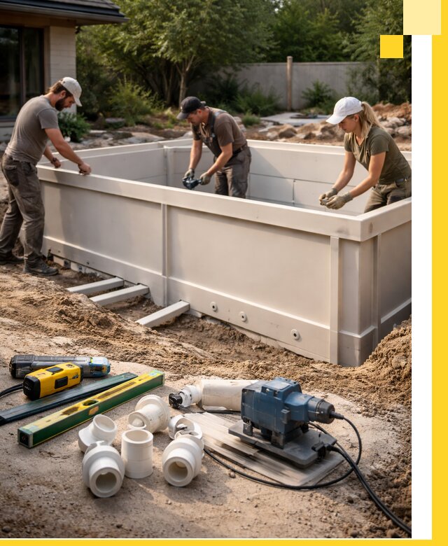 Установка полипропиленовых бассейнов под ключ в Екатеринбурге