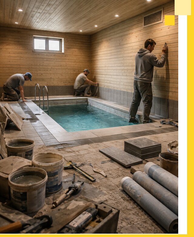 Строительство бани с бассейном и сауной под ключ в Екатеринбурге