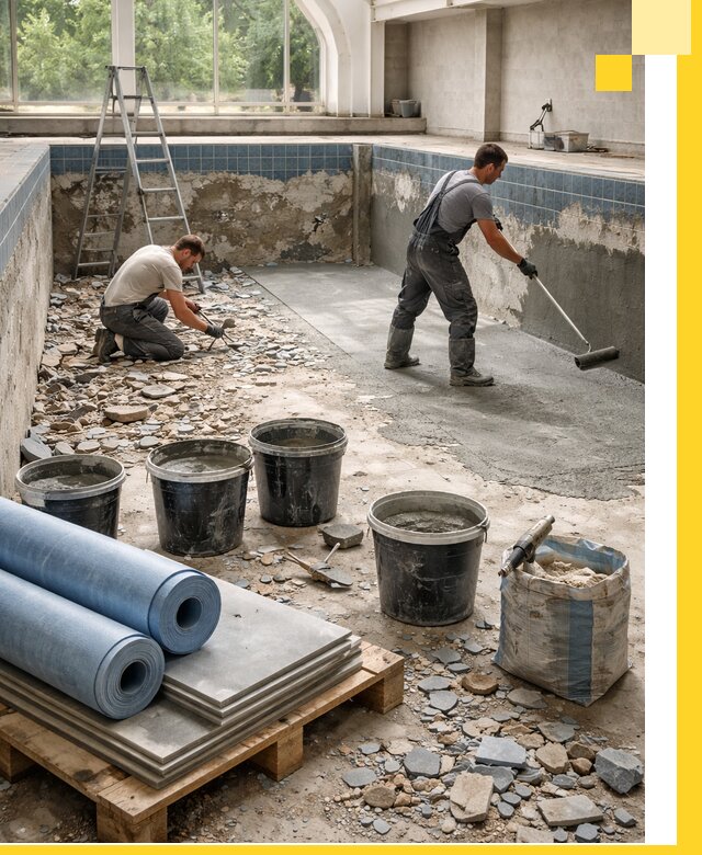 Реконструкция бассейнов в Екатеринбурге: ремонт, гидроизоляция