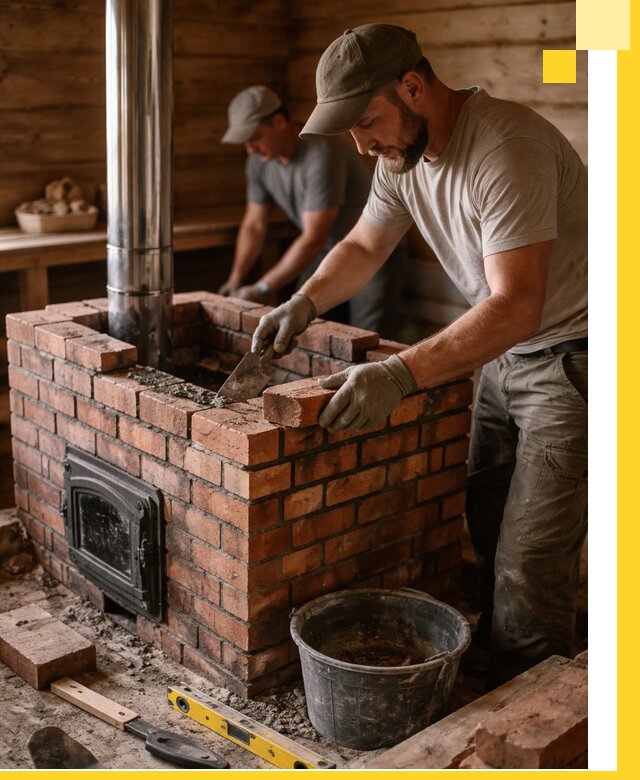 Кирпичные печи для бани под ключ в Екатеринбурге, проект и монтаж