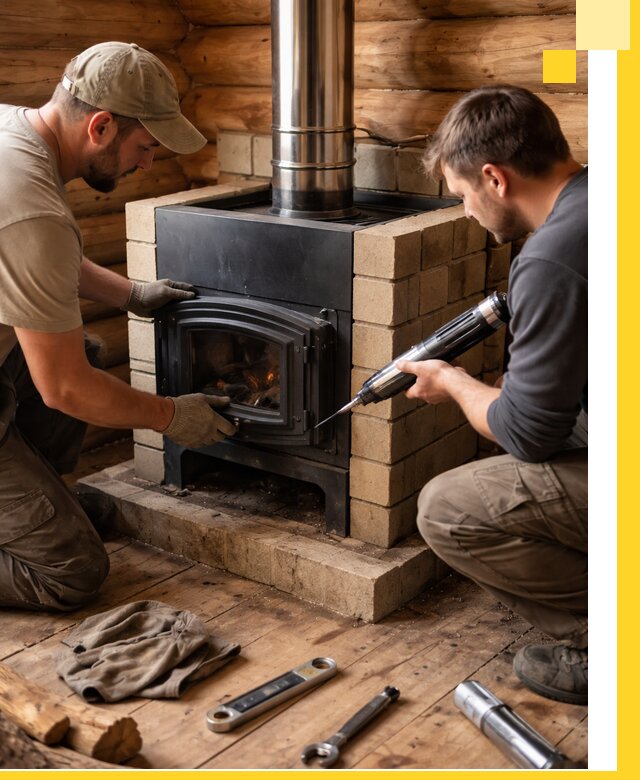 Монтаж и установка печи в бане под ключ с гарантией в Екатеринбурге