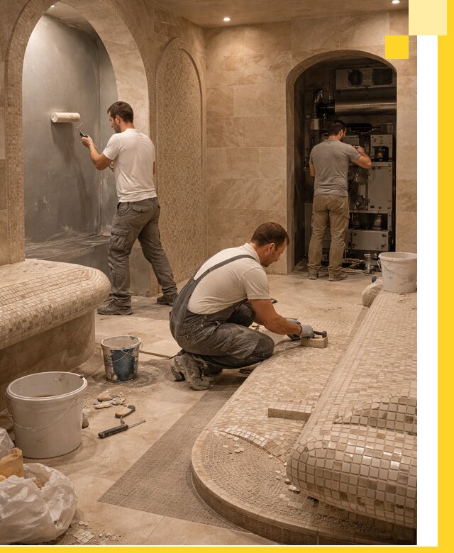 Строительство бани с хамамом и бассейном под ключ в Екатеринбурге