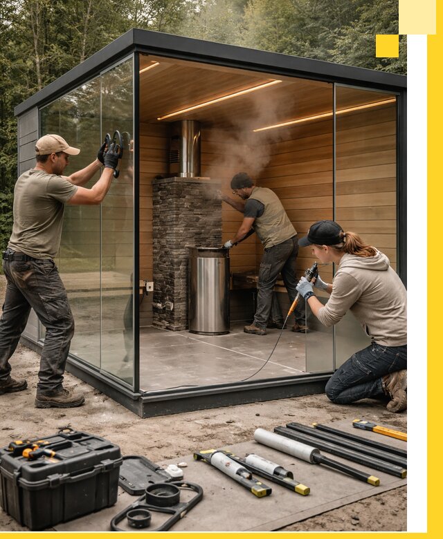 Проектирование и строительство стеклянных бань в Екатеринбурге