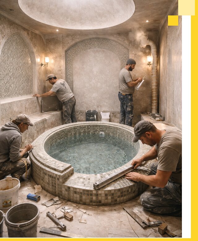 Профессиональное строительство хамама с бассейном в Екатеринбурге под ключ
