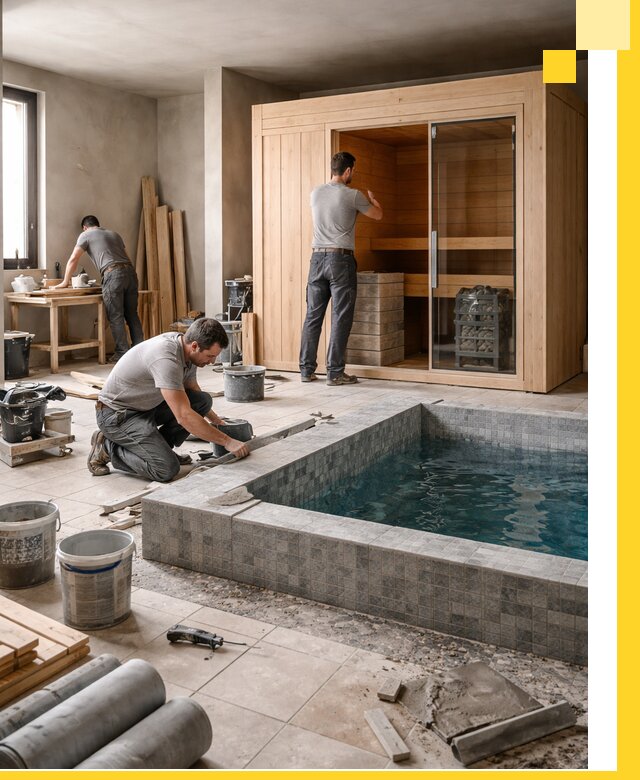 SPA зоны под ключ с бассейном сауной и печью в Екатеринбурге